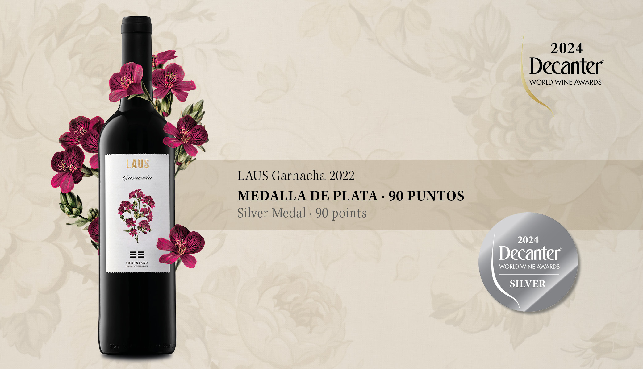 Medalla de plata en Decanter World Wine Awards para LAUS Garnacha 2022